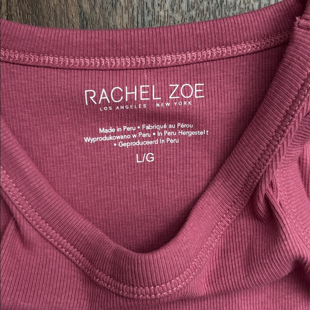 Rachel Zoe Women’s Rose Pink Ribbed Racer Back Tank Top - Picture 2 of 3